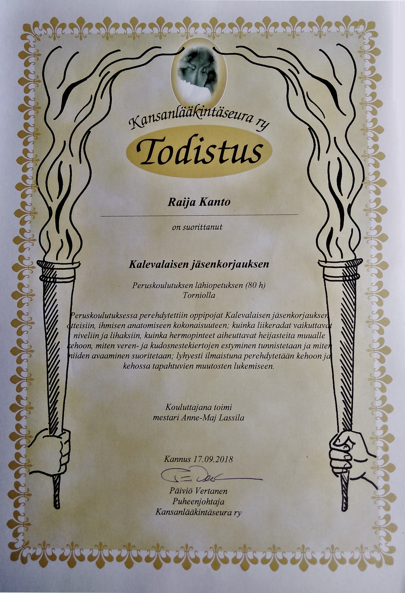 Todistus koulutuksen ensimmäisestä vaiheesta.